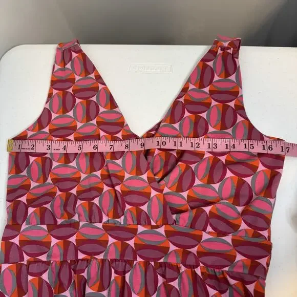 Garnet Hill Modern Geo Surplice Maxi Dress Women's Size 8P Red Pink Beach Summer - Picture 12 of 14